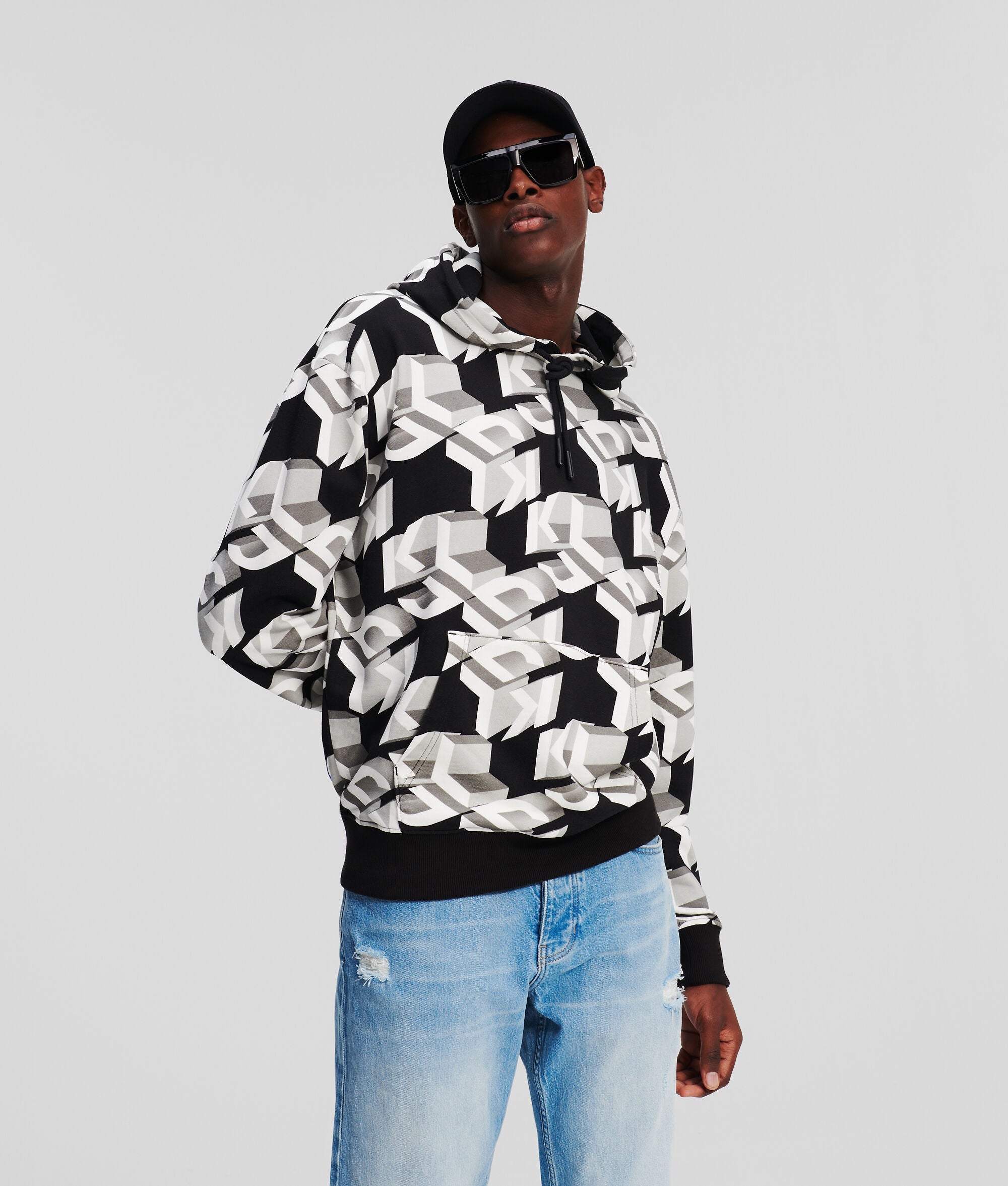 Karl Lagerfeld Jeans Суитшърт с качулка - Relaxed Monogram