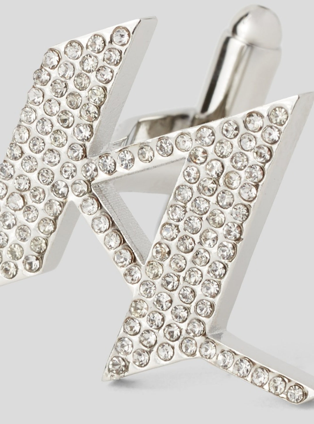 Karl Lagerfeld - Копчета за ръкавели Chain Pave с монограм, Сребрист