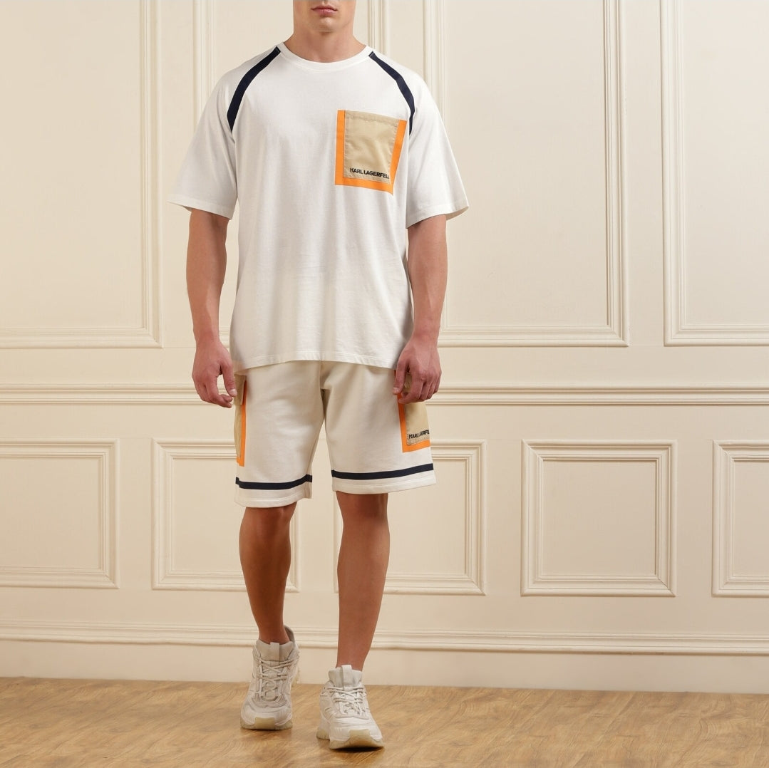 Karl Lagerfield Мъжка Тениска с бял контрастен джоб