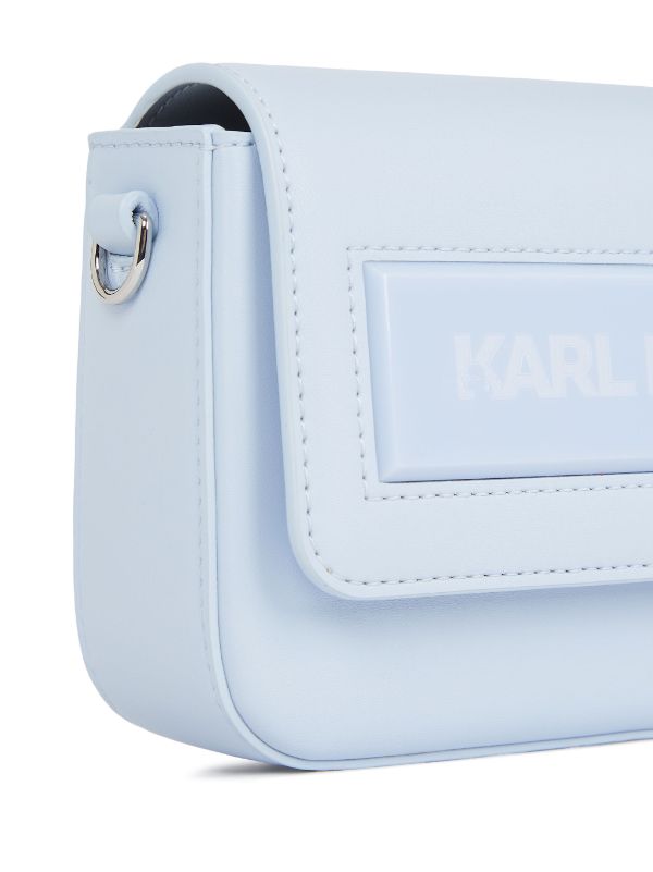 Кожена чанта Karl Lagerfeld Ikon в синьо