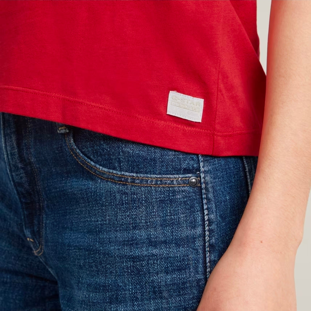 Дамска лъскава тениска G-STAR RAW с надпис G-SCRIPT