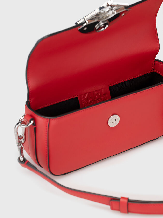 Karl Lagerfeld - Кожена чанта Signature, Тъмночервен