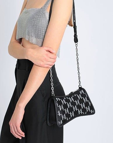 Karl Lagerfeld - Чанта K/Seven Element с декоративни камъни, Черен